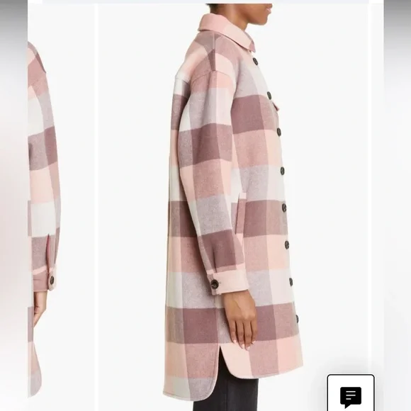 Monrow pink plaid oversized plaid shirt jacket/ shacket